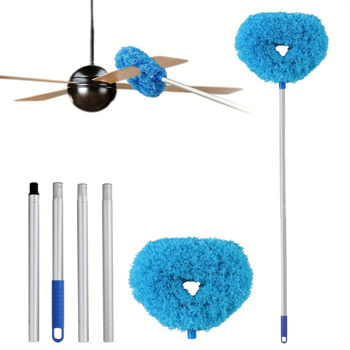 1pc, Microfiber Ceiling Fan Duster with Extension Pole - Removable and Washable Brush for High Ceilings, Fans, Furniture, Cars - Easy Cleaning Tool for Home and Office