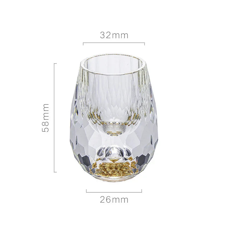 Luxury Crystal Glass Vodka Sake Shochu Glass Bar Liqueur Double Bottom Gold Foil Glass Tea Cup High-end Gifts Hard Liquor