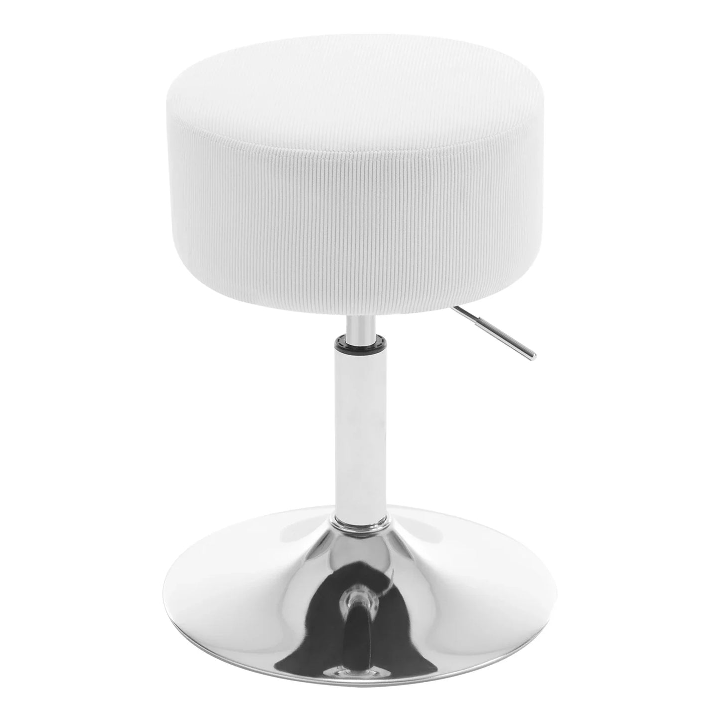 WOLTU 1PC White Round Swivel Bar Stools Height-Adjustable Makeup Stools Corduroy Padded Stools for Office Kitchen Home