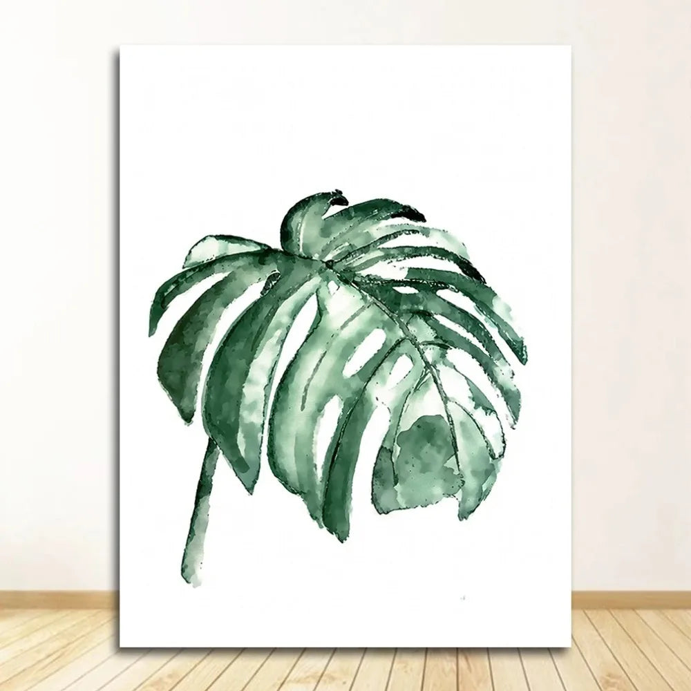 Wall Art Paintings for Living Room Home Decor Scandinavian Style Tropical Plants Poster Green Leaves Decorative Picture Modern