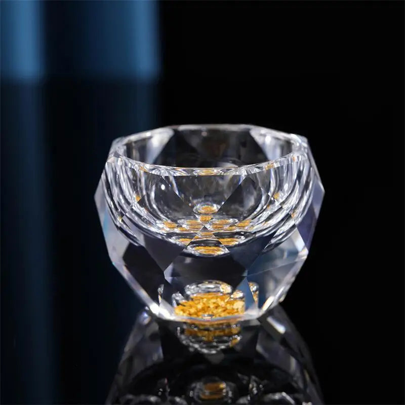 50ml Luxury Crystal Glass Vodka Shot Glass Sake Teacup Glass Bar Liqueur Double Bottom Gold Foil Glass Tea Cup