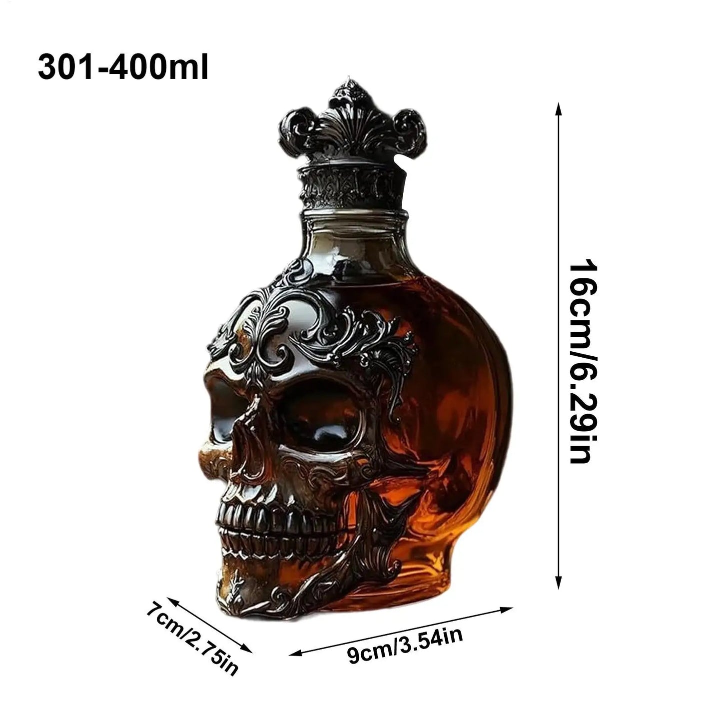301-400ml Crystal Skull Decanter Glass Vodka Bottles Skull Bottle Gothic Wine Whiskey Storage Decanter Halloween Decorations