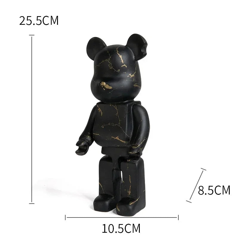 25cm Graffiti Bear Figurines Resin Violent Bear Statues Sculpture Figurine Decor Luxury Living Room Decoration Home Ornament