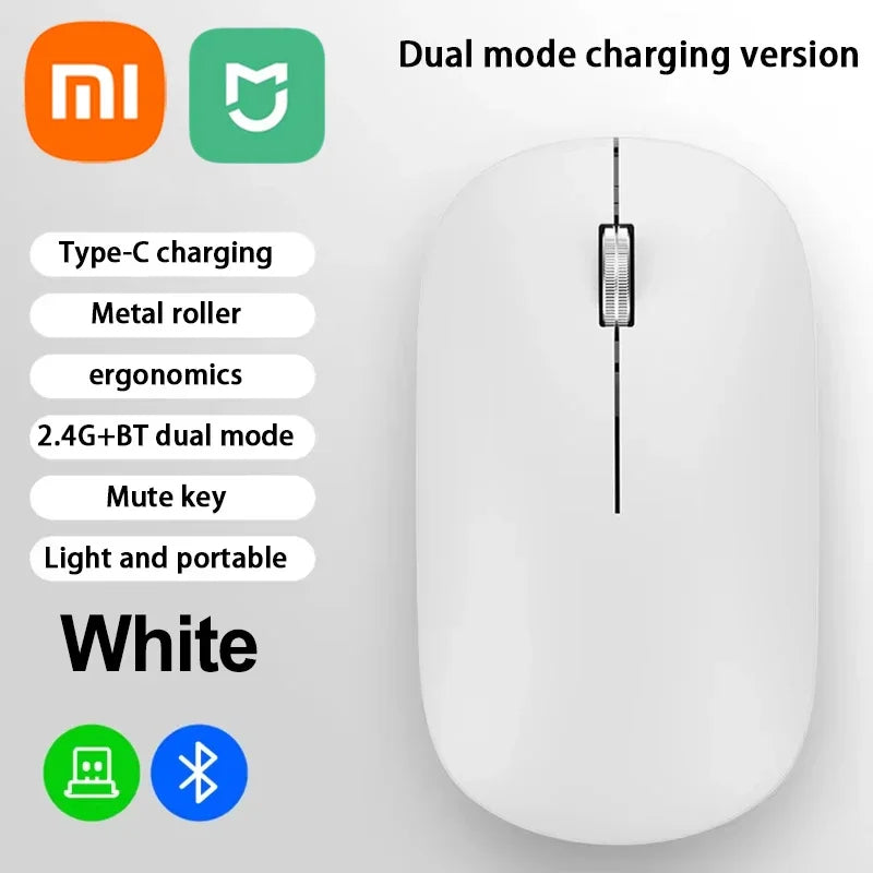 Xiaomi Wireless Mouse Bluetooth Silent 2.4G Dual-mode Type-C Charging Ergonomic Morandi Portable Laptop Office Gaming Mouse