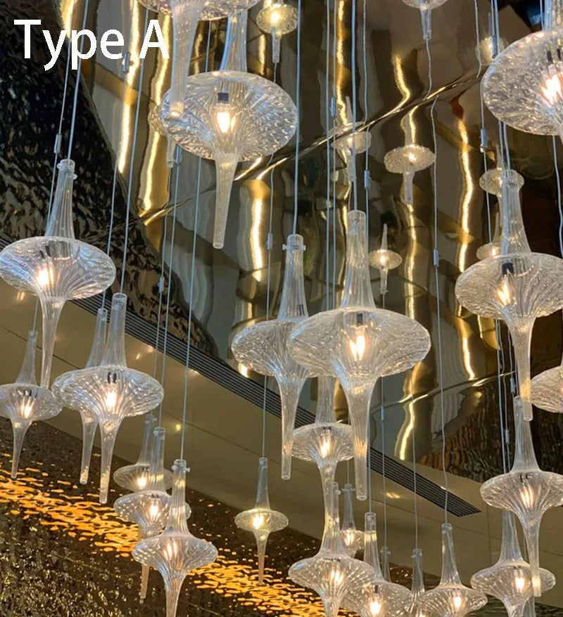 Unique Creative Project Chandelier light For Hotel Restaurant Wedding Decoration big Hanging Lamp Pendant Light Stair Chandelier