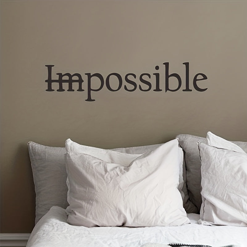 1pc, Quotes Wall Sticker, Wall Art Sticker, Words Design Vinyl Not Impossible Wall Sticker Removable Motivational Wall Decals For Bedroom Classroom Living Room Quote Saying Home Decor