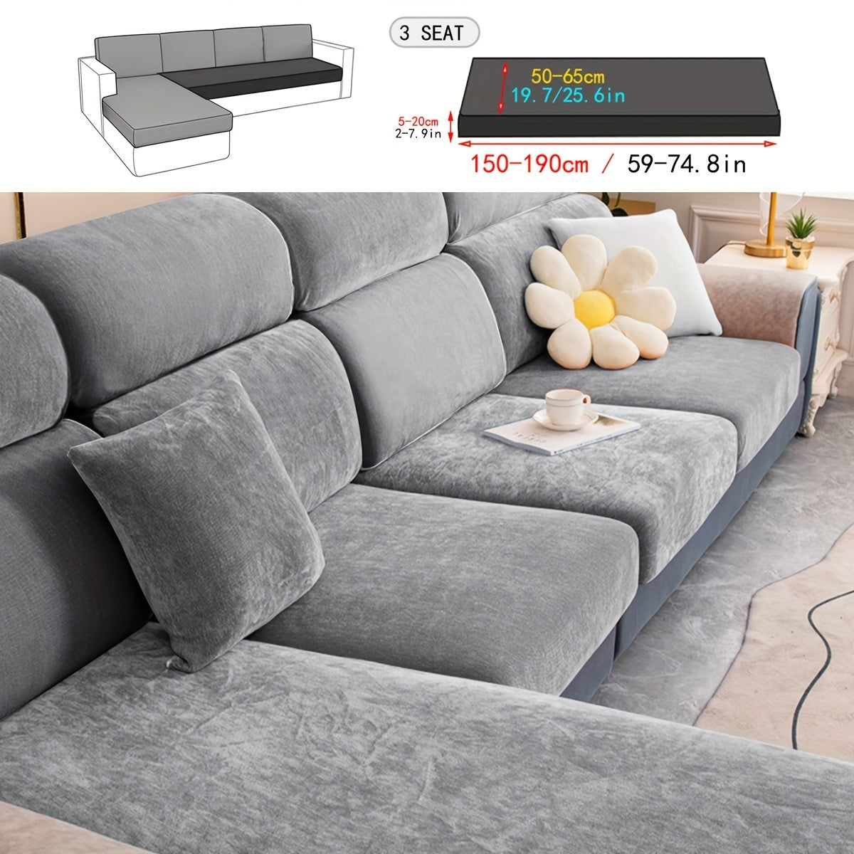 1pc Premium Thickened Sofa Slipcover - Waterproof Furniture Protector for Bedroom, Office, Living Room Home Decor - Stain-Resistant, Easy to Clean, Durable Couch Cover with Soft Brushed Fabric