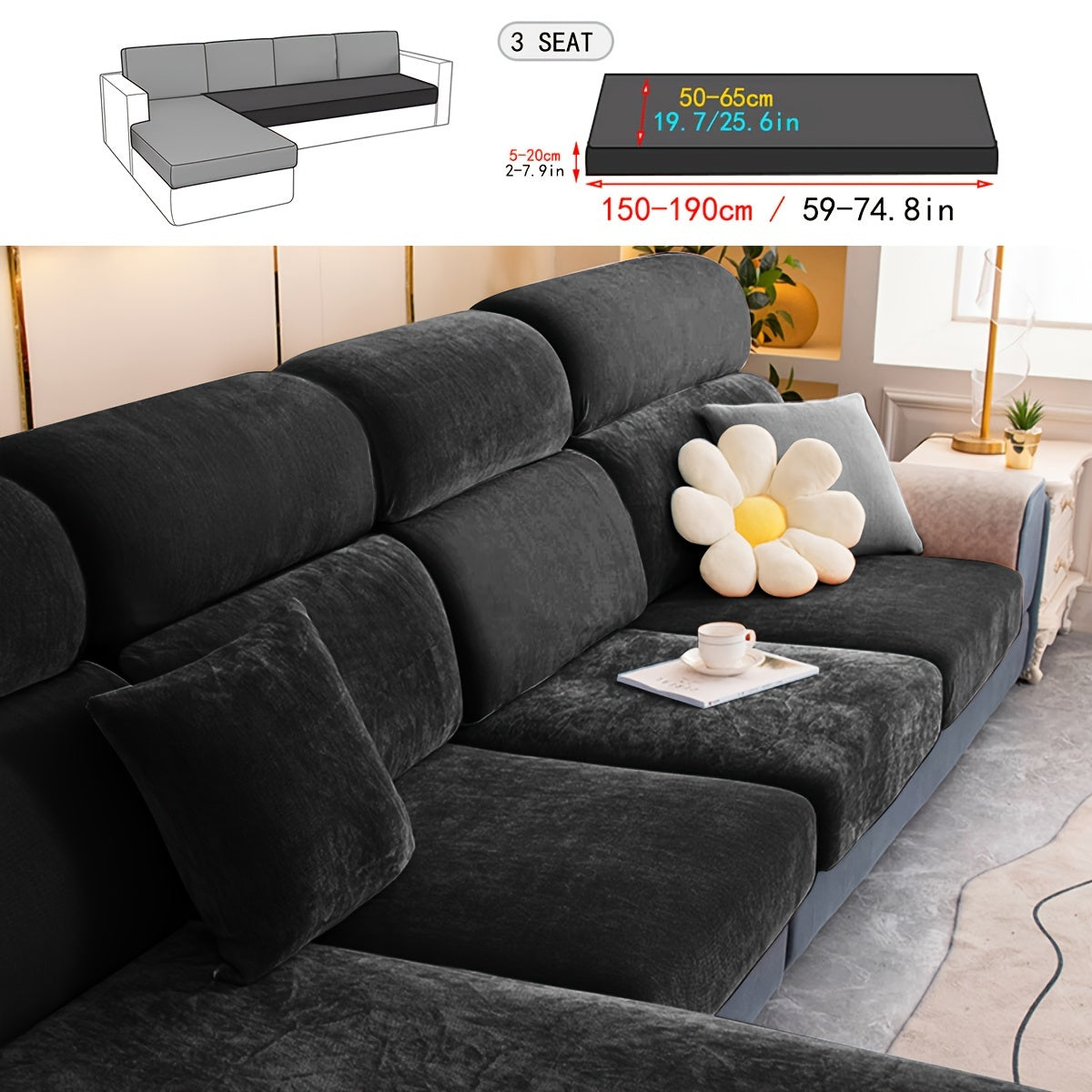 1pc Premium Thickened Sofa Slipcover - Waterproof Furniture Protector for Bedroom, Office, Living Room Home Decor - Stain-Resistant, Easy to Clean, Durable Couch Cover with Soft Brushed Fabric