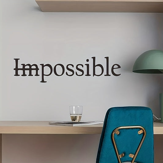 1pc, Quotes Wall Sticker, Wall Art Sticker, Words Design Vinyl Not Impossible Wall Sticker Removable Motivational Wall Decals For Bedroom Classroom Living Room Quote Saying Home Decor
