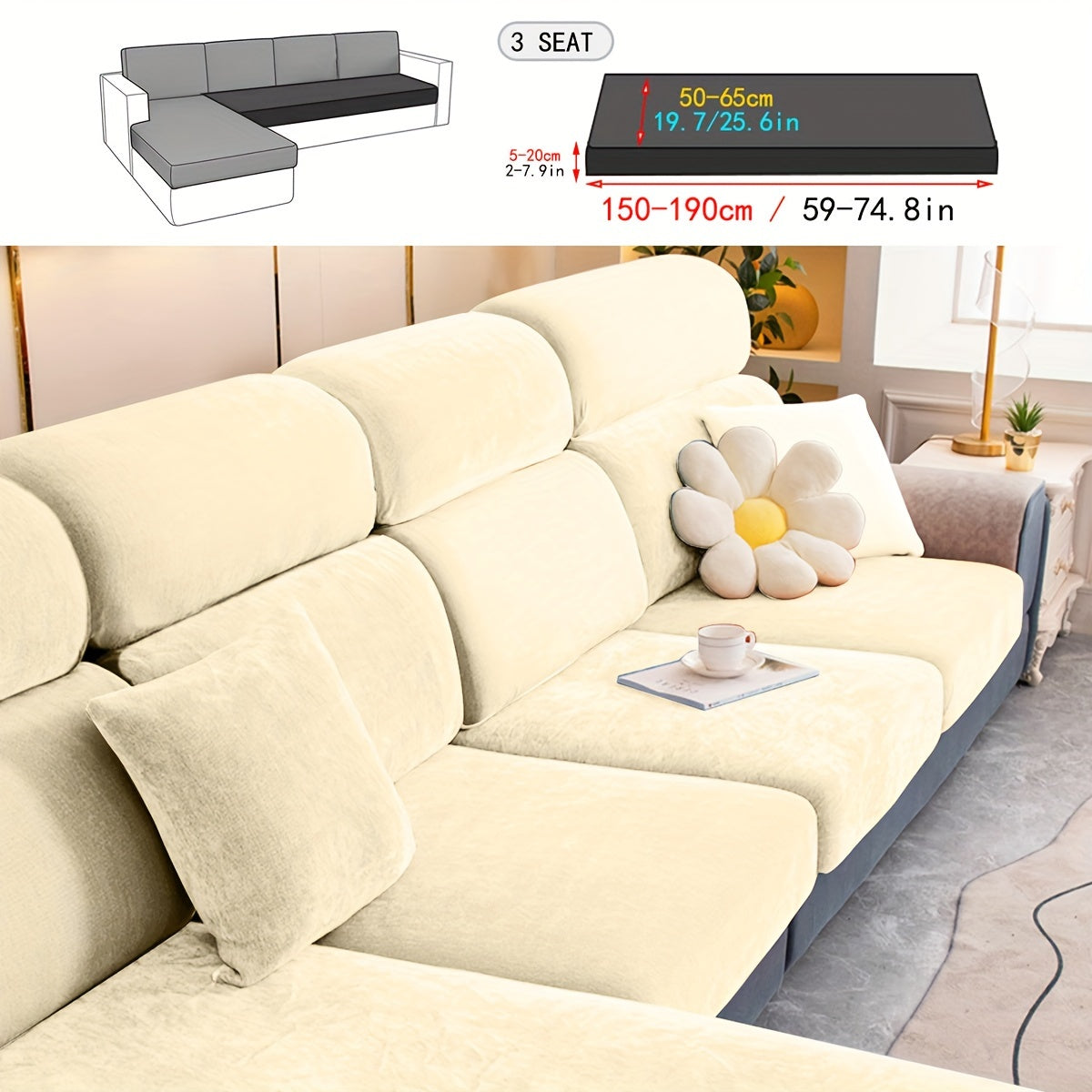 1pc Premium Thickened Sofa Slipcover - Waterproof Furniture Protector for Bedroom, Office, Living Room Home Decor - Stain-Resistant, Easy to Clean, Durable Couch Cover with Soft Brushed Fabric