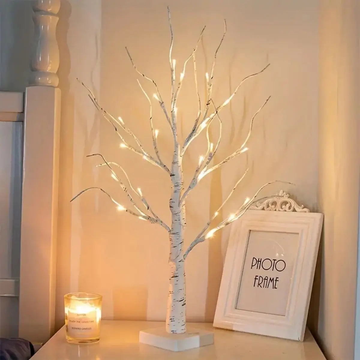 1PC USB Battery Birch Tree Light 24in/60cm Artificial Tree For Christmas Halloween Thanksgiving Decoration Landscape Tree Lamp