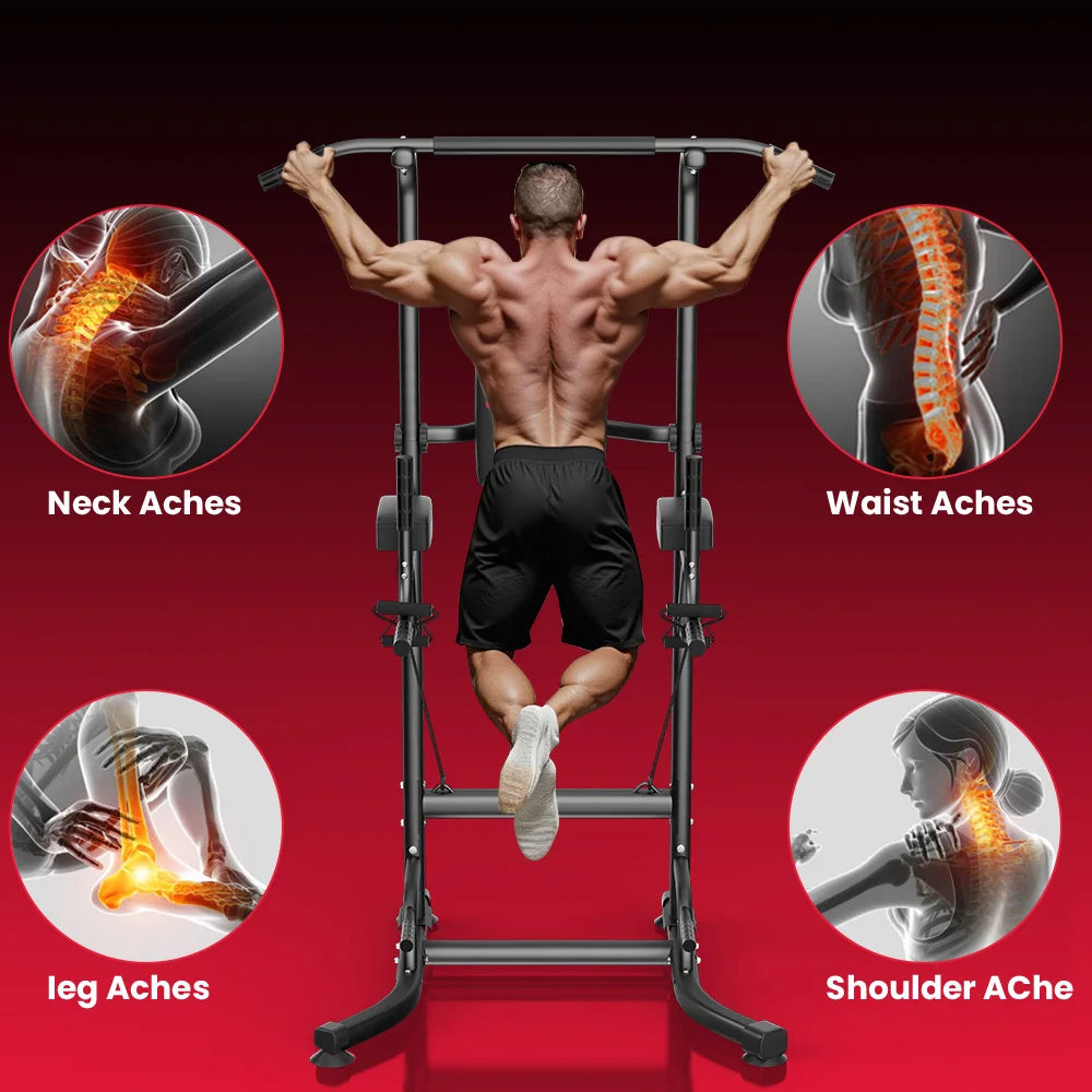 Power Tower Dip Station Pull Up Bar Adjustable Multi-Function Power Tower Abdominal Exercise for Home Fitness Workout Equipment