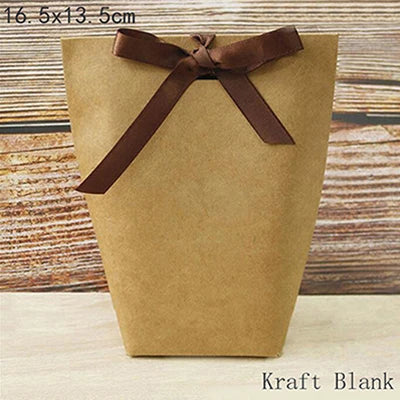 50pcs White Kraft Black Paper Bag Bronzing French "Merci" Thank You Gift Box Package Wedding Party Favor Candy Bags With Ribbon