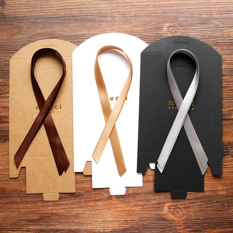 50pcs White Kraft Black Paper Bag Bronzing French "Merci" Thank You Gift Box Package Wedding Party Favor Candy Bags With Ribbon