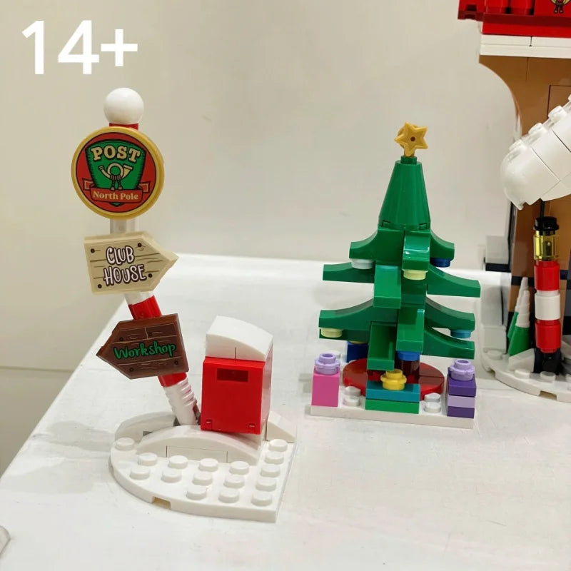 Xmas Decor 1440PCS FIT 10339 Santa's Post Office Building Blocks Assembly Winter Architecture Model Bricks Toy Christmas Gift