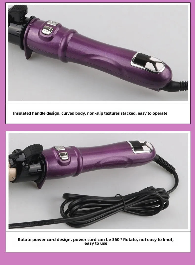 Automatic Hair Curler 1.1inches Rotating Curling Iron with LED Display Fast Heating Curling Wand Hair Curler for Home&Travel Use