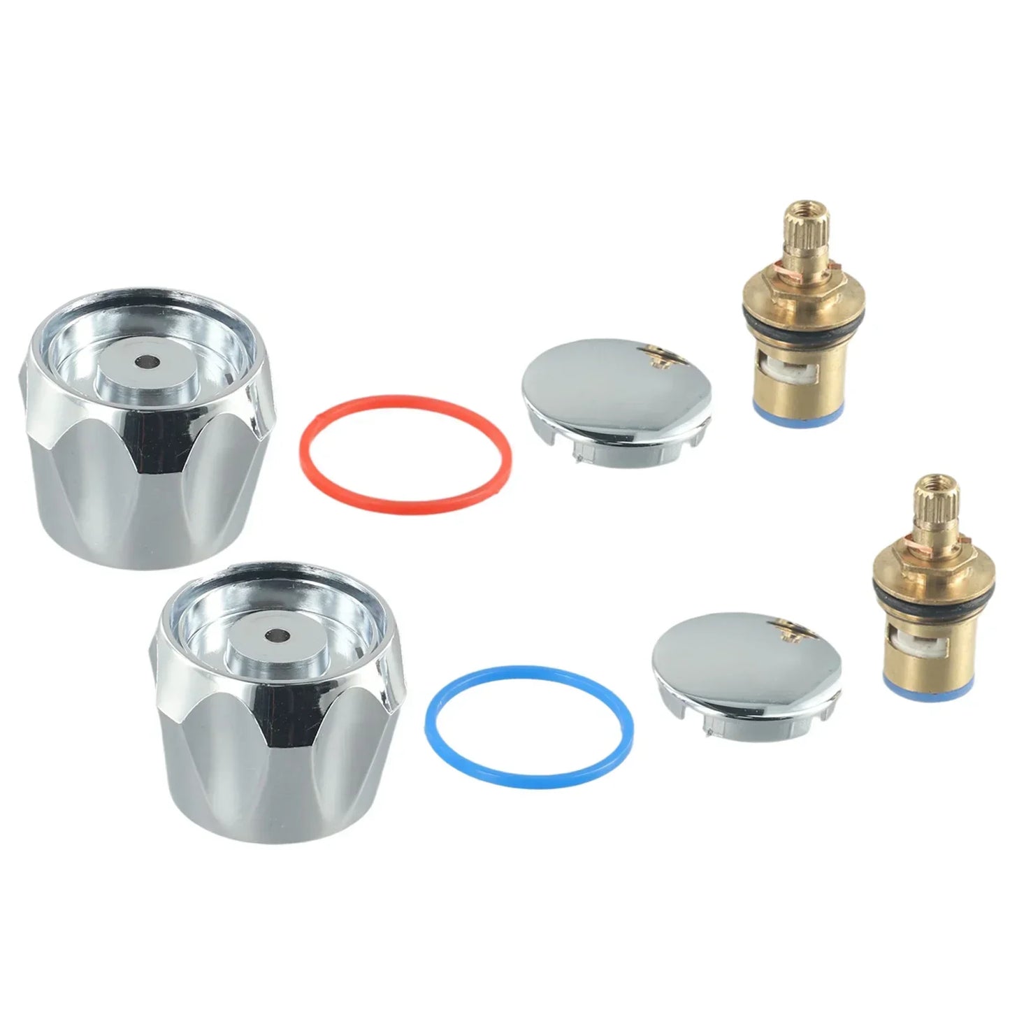 2 Pcs Hot Cold Faucet Tap Handle Knob Copper Valve Tap Heads Thread Basin Sink Washer Replacement For Bathroom Kitchen Taps