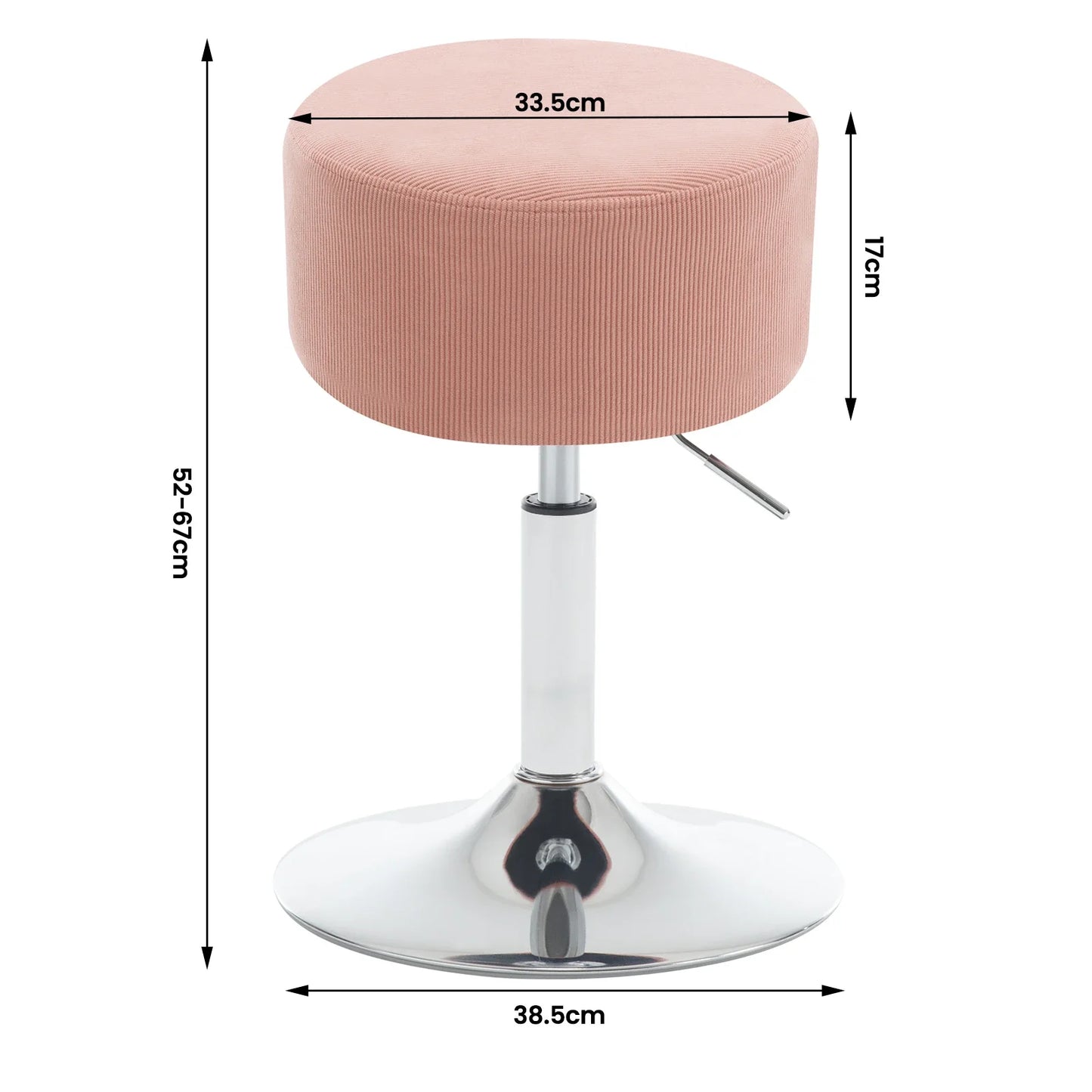 WOLTU 1PC White Round Swivel Bar Stools Height-Adjustable Makeup Stools Corduroy Padded Stools for Office Kitchen Home