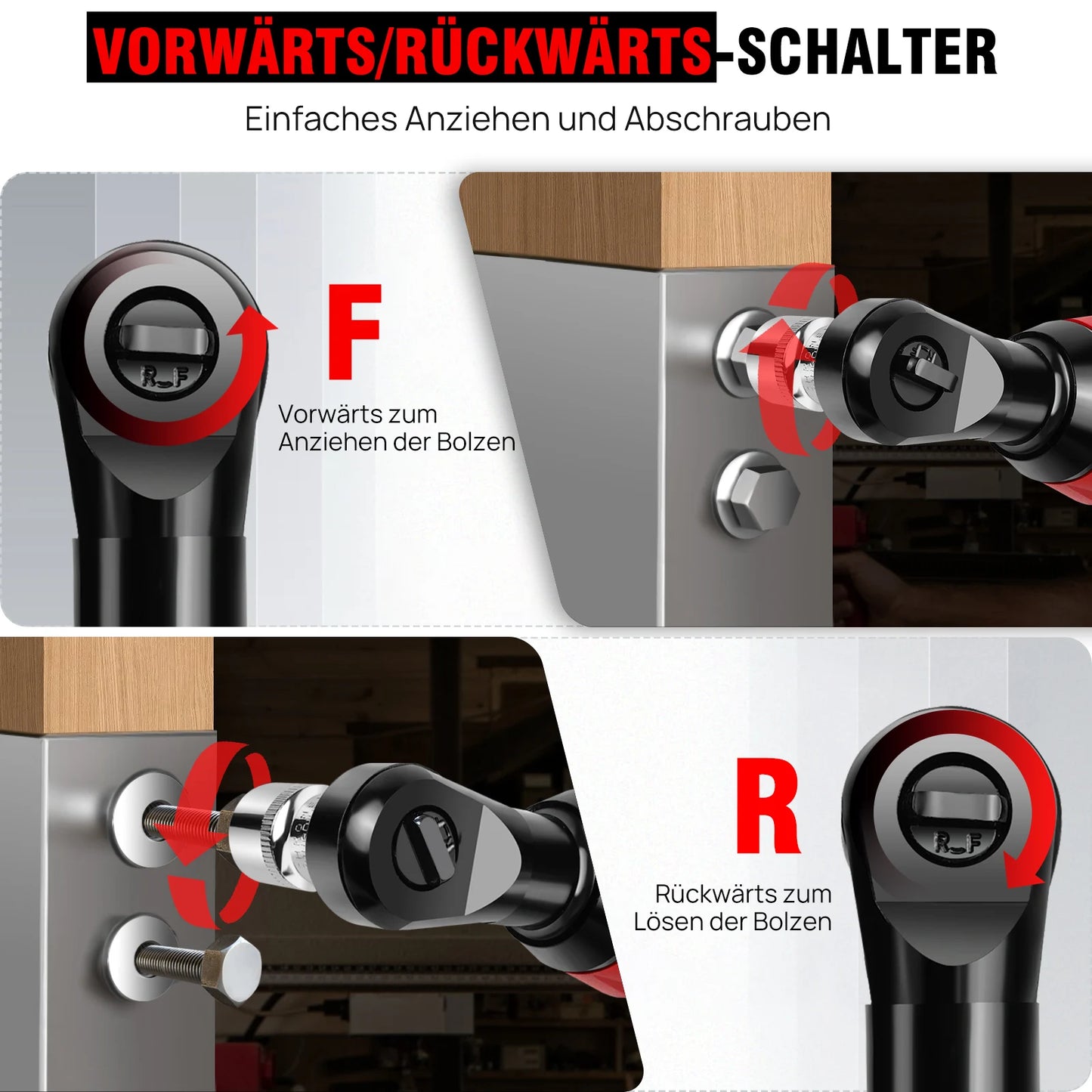 12V High-Torque 90°Cordless Electric Ratchet Wrench Set 3/8'' Angle Wrench with 2Durable 1500mAh Lithium-Ion Batteries,7 Sockets