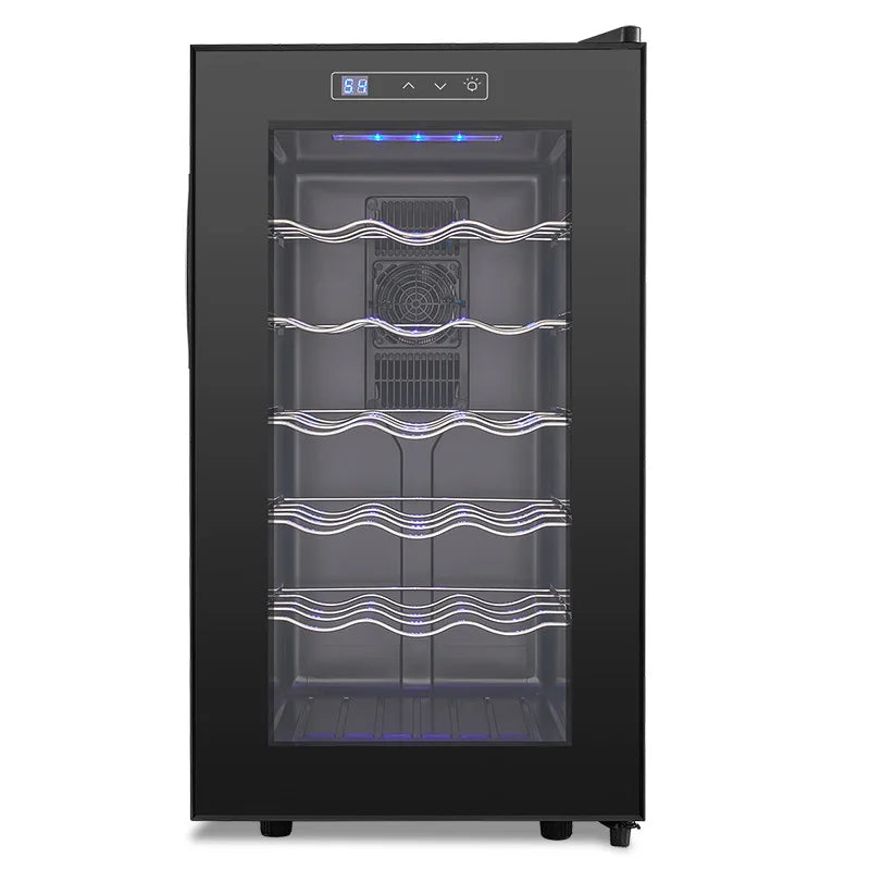 18 Bottle Wine Cooler Refrigerator , Quiet Freestanding Wine Fridge for Home/Office, 12℃-18℃ Adjustable Temperature,Glass Door