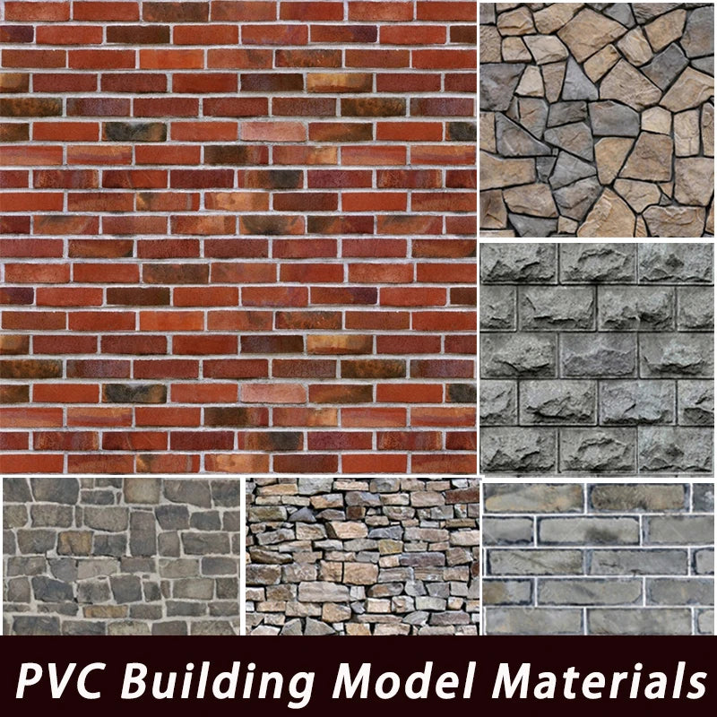 20*30CM Miniature Building Wall Panel Material PVC Floor Tile Model For Diy Handmade Dollhouse Decoration for Diorama 1pc