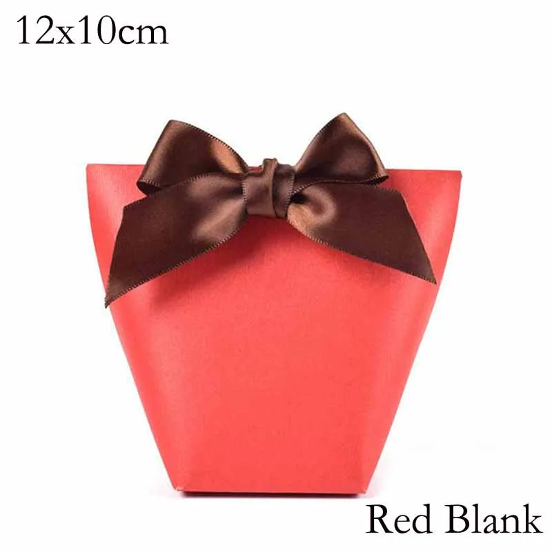 50pcs White Kraft Black Paper Bag Bronzing French "Merci" Thank You Gift Box Package Wedding Party Favor Candy Bags With Ribbon