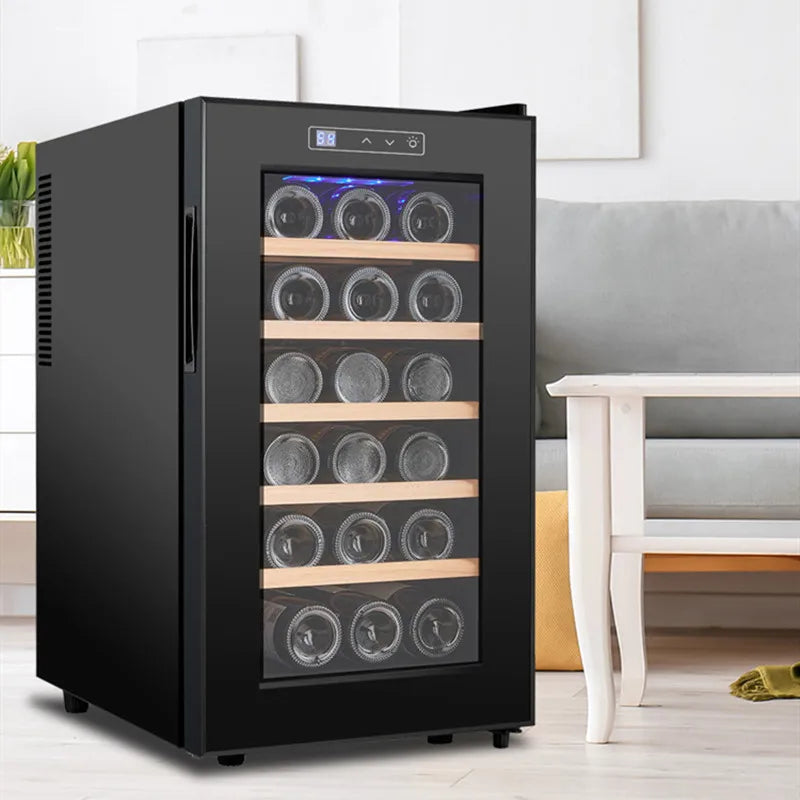 18 Bottle Wine Cooler Refrigerator , Quiet Freestanding Wine Fridge for Home/Office, 12℃-18℃ Adjustable Temperature,Glass Door
