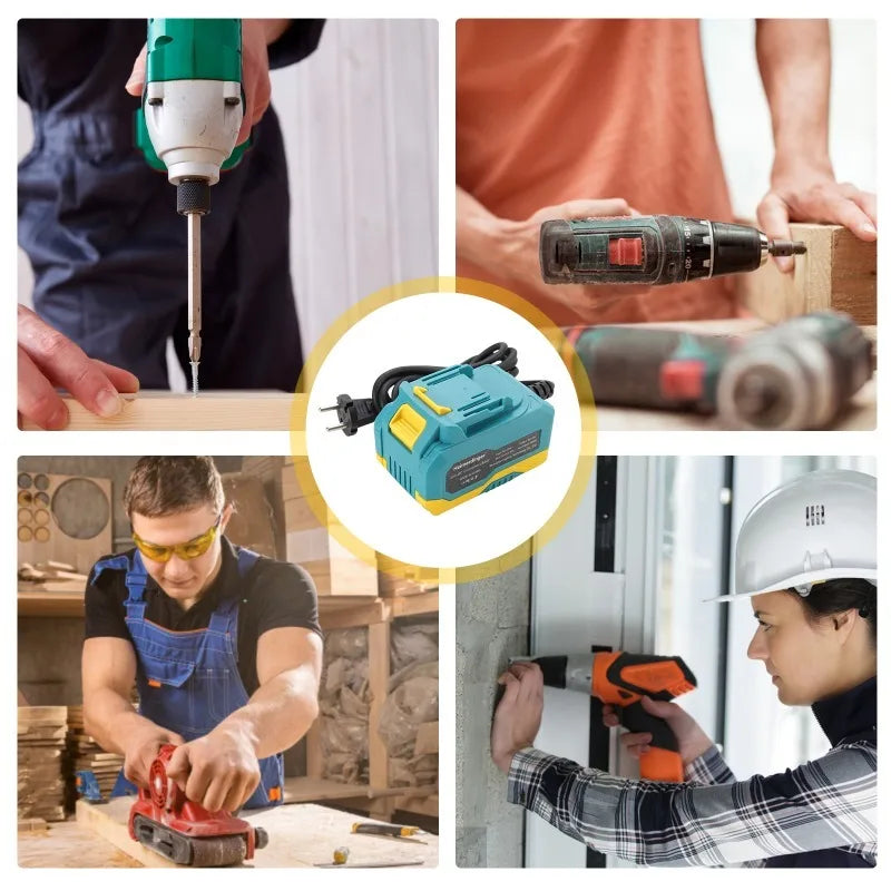 220V AC to 18V DC converter for 20V Cordless Tools - Smart Protection, EU Plug, Non-Slip Design