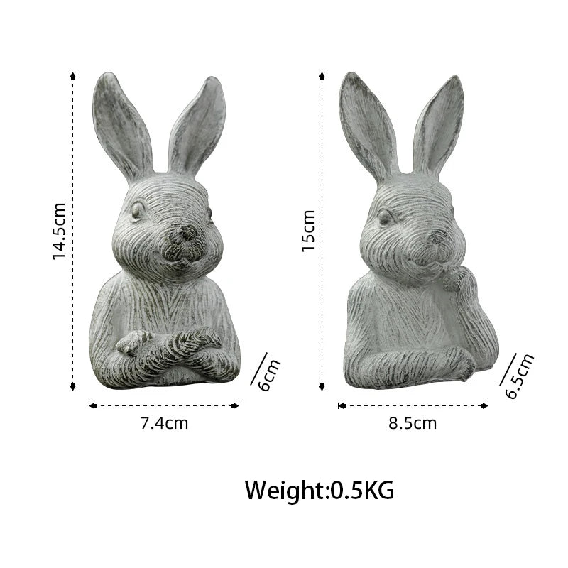 Garden Outdoor Rabbit House Easter Decorations for Home Bonsai Decor Figurines Tabletop Ornaments Garden Thanksgiving