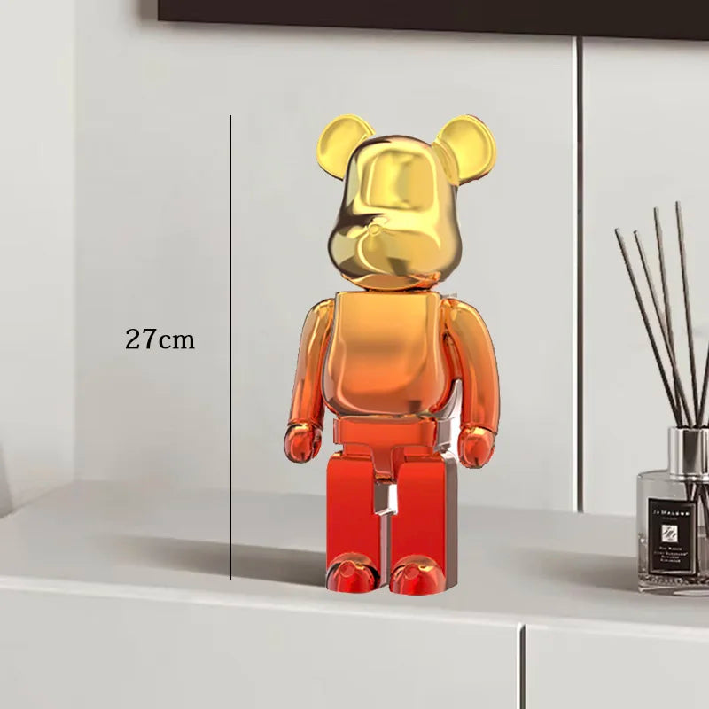 27cm Graffiti Bear Statue Paint Block Bear Decor Resin Desktop Ornaments Home Decoration Living Room Bear Floor Sculpture Gifts