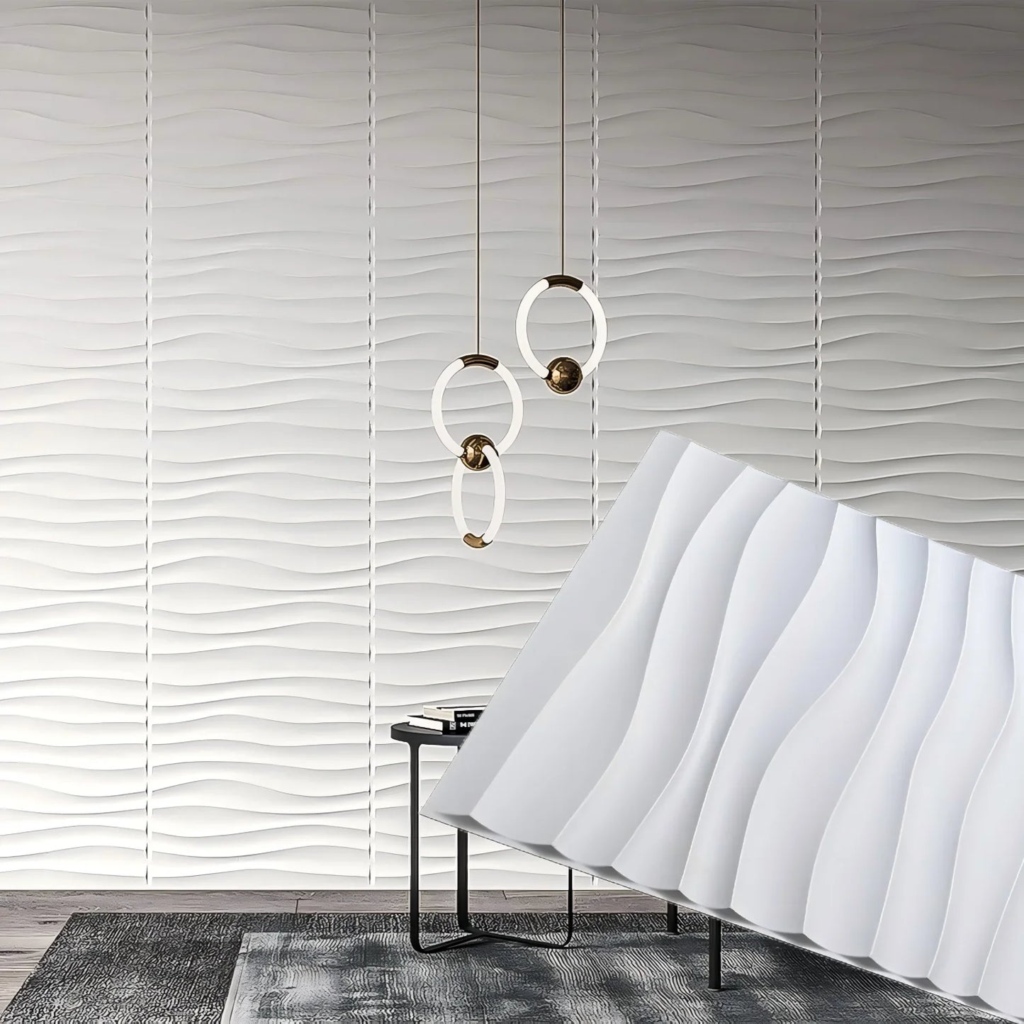 Wall Renovation 3D PVC Wave Board Texture Wall Panel Non-self-adhesive Wall Sticker Art Ceramic Tile Wallpaper Room Bathroom