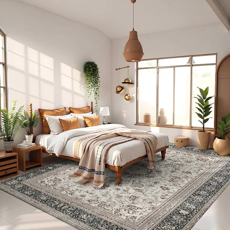 RAKKS Retro Style Rugs for Bedroom Large Area Living Room Decoration Anti-slip Carpet Washable Lounge Floor Mat Home Soft Rug