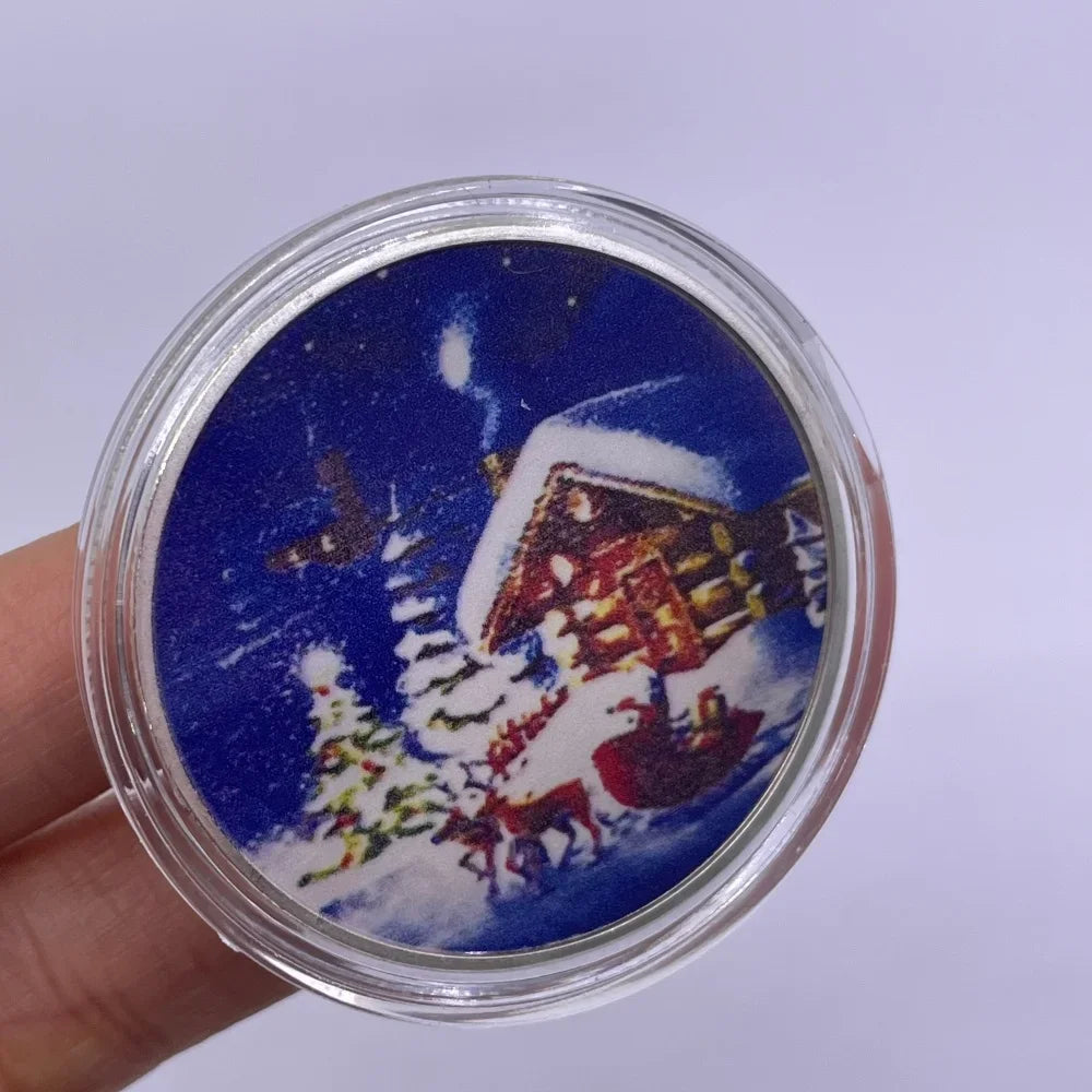 Best Xmas Gift! 17 Designs Christmas Gold&Silver Coin with Acrylic shell/Gift Box Collectible for Kids Friends Party Home Decor