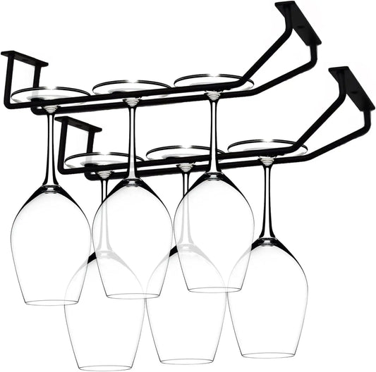 Wine Glass Rack, Under Cabinet Wine Glass Holder, Stemware Rack, Hanging Stemware Holder