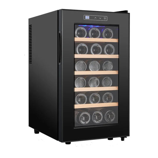 18 Bottle Wine Cooler Refrigerator , Quiet Freestanding Wine Fridge for Home/Office, 12℃-18℃ Adjustable Temperature,Glass Door