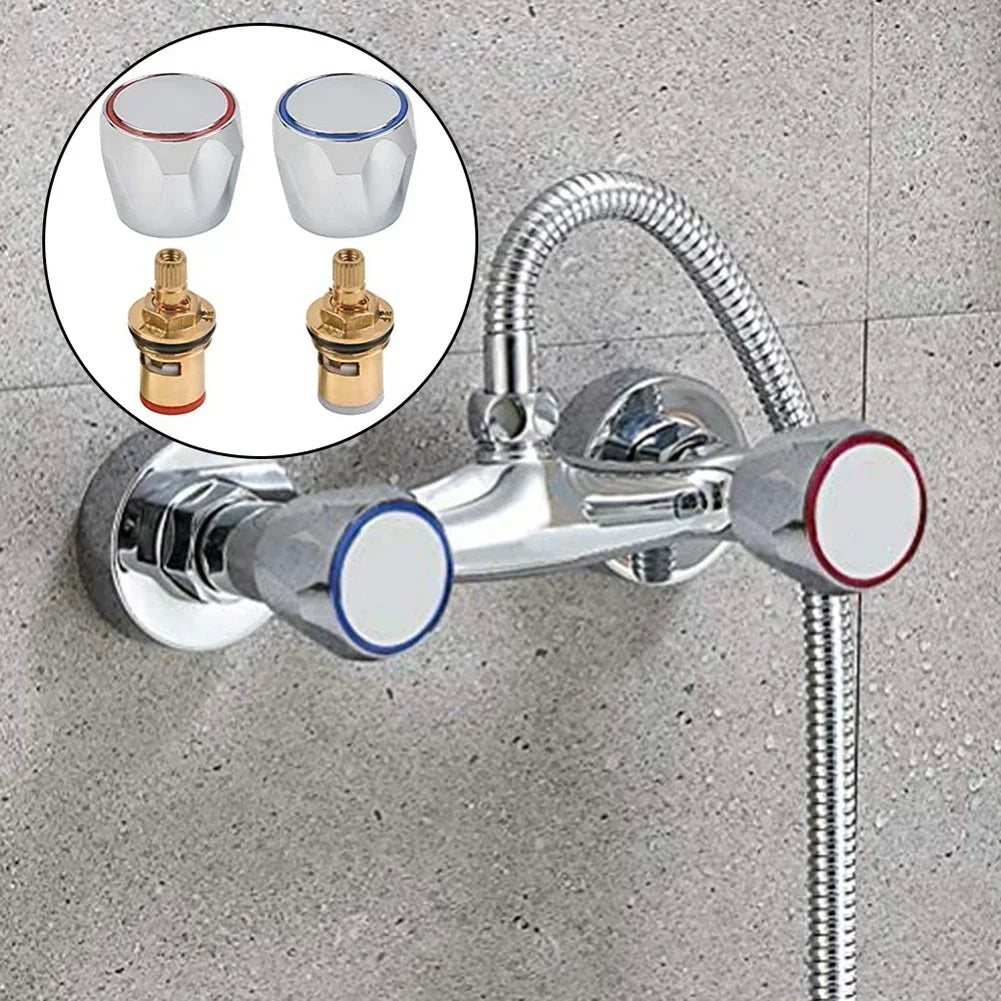 2 Pcs Hot Cold Faucet Tap Handle Knob Copper Valve Tap Heads Thread Basin Sink Washer Replacement For Bathroom Kitchen Taps