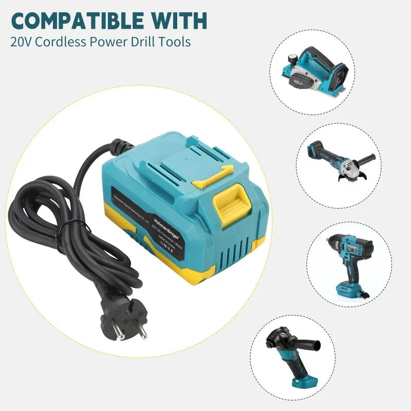 220V AC to 18V DC converter for 20V Cordless Tools - Smart Protection, EU Plug, Non-Slip Design