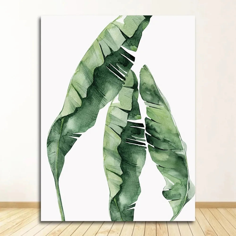 Wall Art Paintings for Living Room Home Decor Scandinavian Style Tropical Plants Poster Green Leaves Decorative Picture Modern