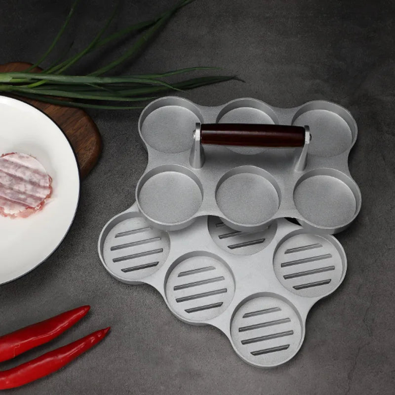 6 Grid Double Hole Burger Meat Press Machine Hamburger Press Non-Stick Minced Steak Press Hamburger Mold Kitchen Tools