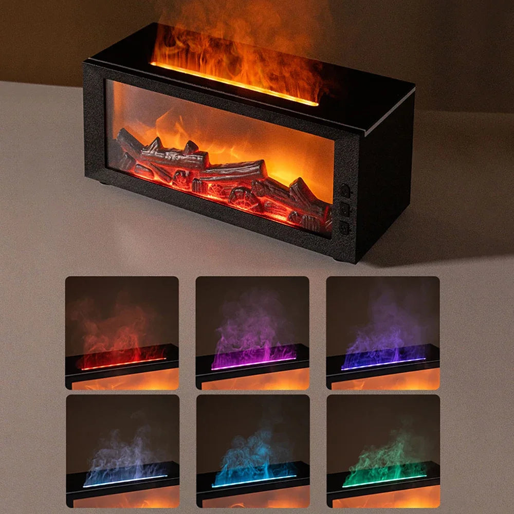 Essential Oils Humidifier with LED Light 4In1 Fireplace Air Humidifier Type C Rechargeable Aroma Diffuser for Home Creative Gift