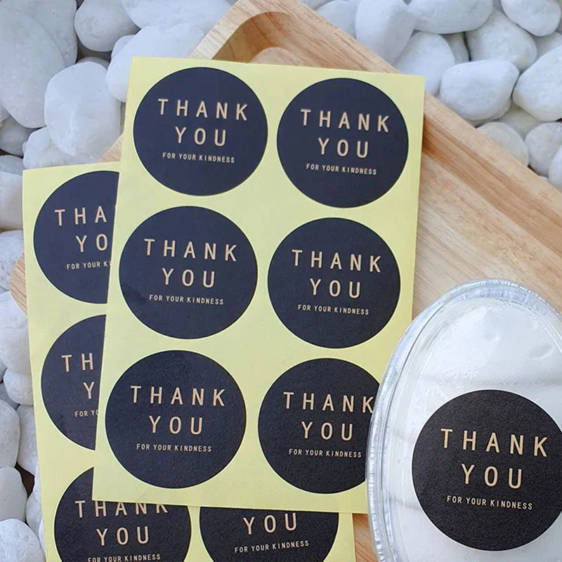 4cm Round Kraft Paper Thank You Sealing Sticker Gift Box Candy Pastry Bouquet Packaging Label Wedding Party Decoration Sticker