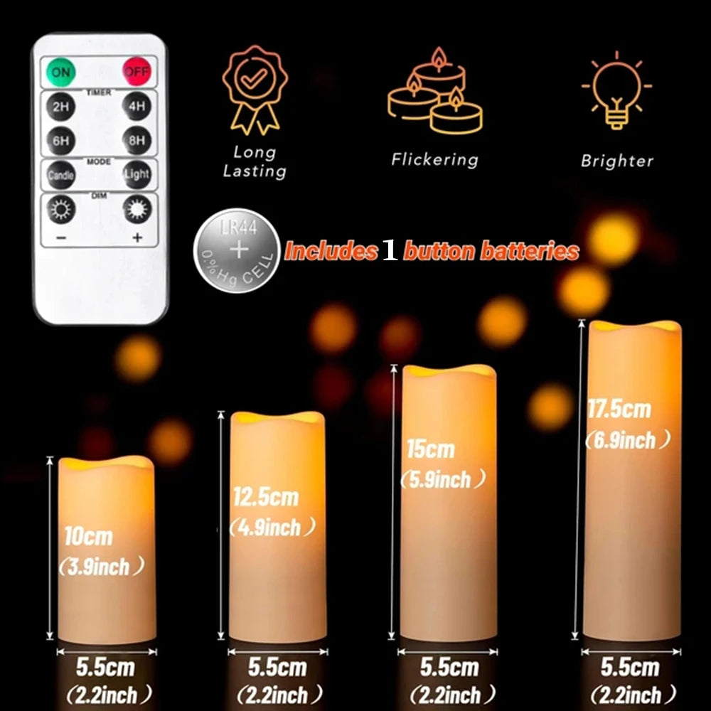 3pcs/set LED Flameless Candles Flickering Light with Remote Control for Christmas Festival Wedding Home Party Decor Lighting