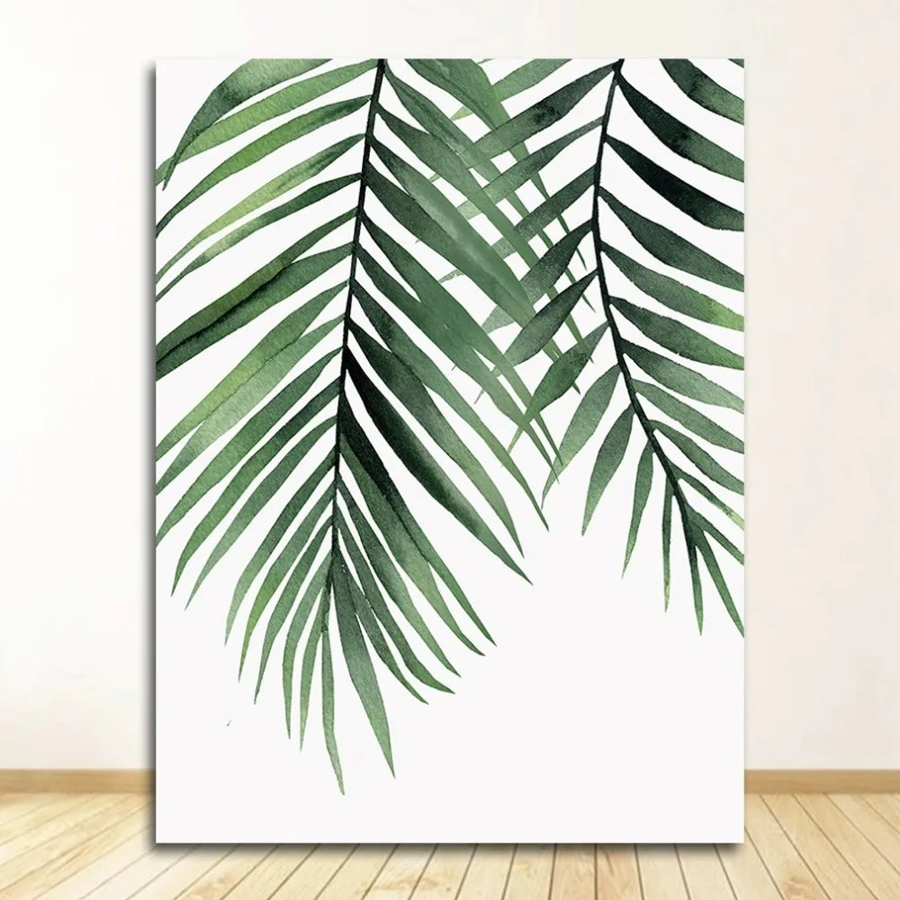 Wall Art Paintings for Living Room Home Decor Scandinavian Style Tropical Plants Poster Green Leaves Decorative Picture Modern