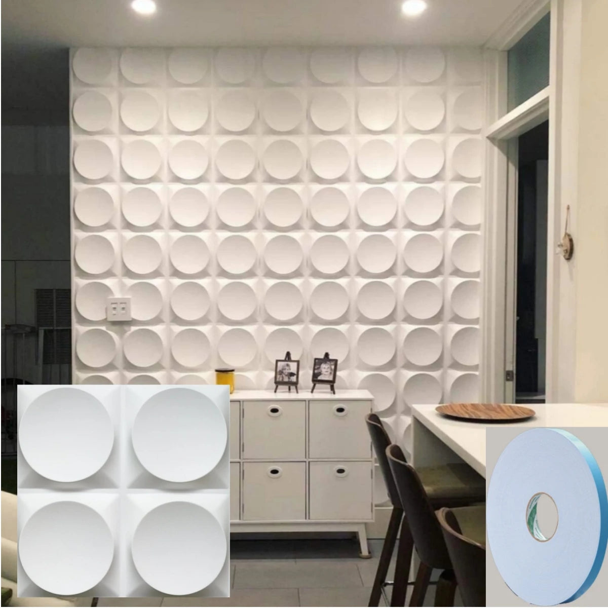 12/20/30pcs 3D pvc wall panels for indoor wall decoration, for living room hall bedroom hotel office,including tape