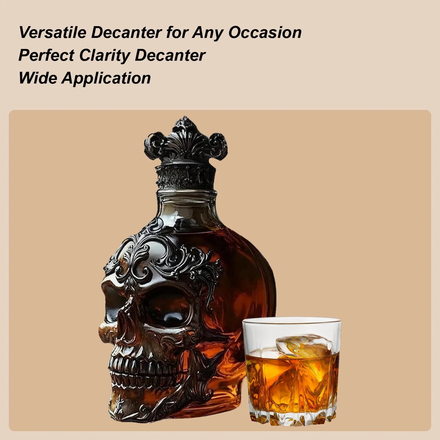301-400ml Crystal Skull Decanter Glass Vodka Bottles Skull Bottle Gothic Wine Whiskey Storage Decanter Halloween Decorations