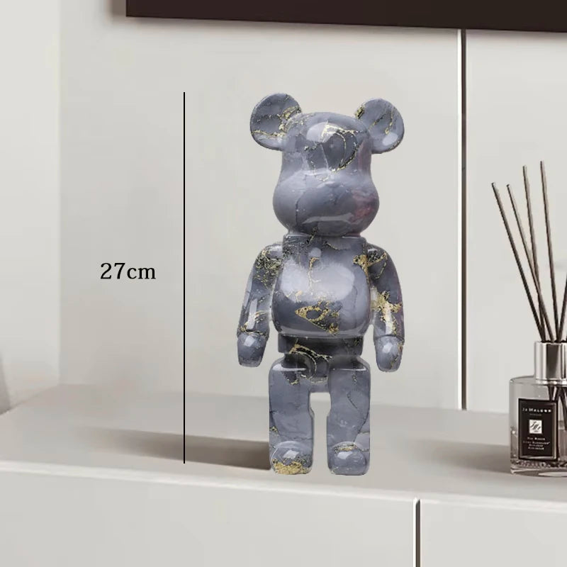 27cm Graffiti Bear Statue Paint Block Bear Decor Resin Desktop Ornaments Home Decoration Living Room Bear Floor Sculpture Gifts