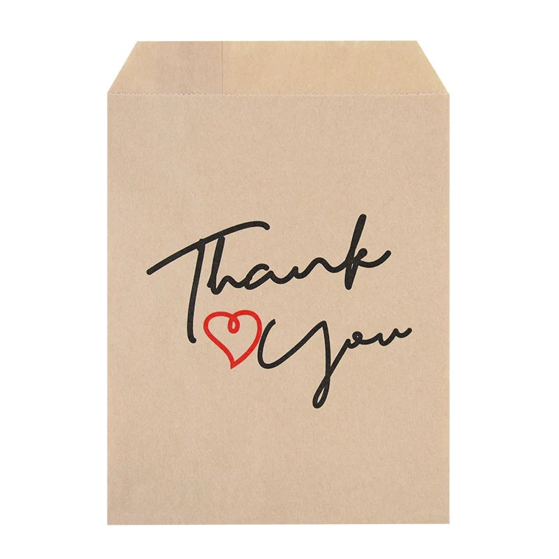 25/50pcs 13x18cm Thank You Kraft Paper Candy Bags Wedding Favors Biscuit Packaging Bag For Guest Birthday Party Decor Gift Pouch