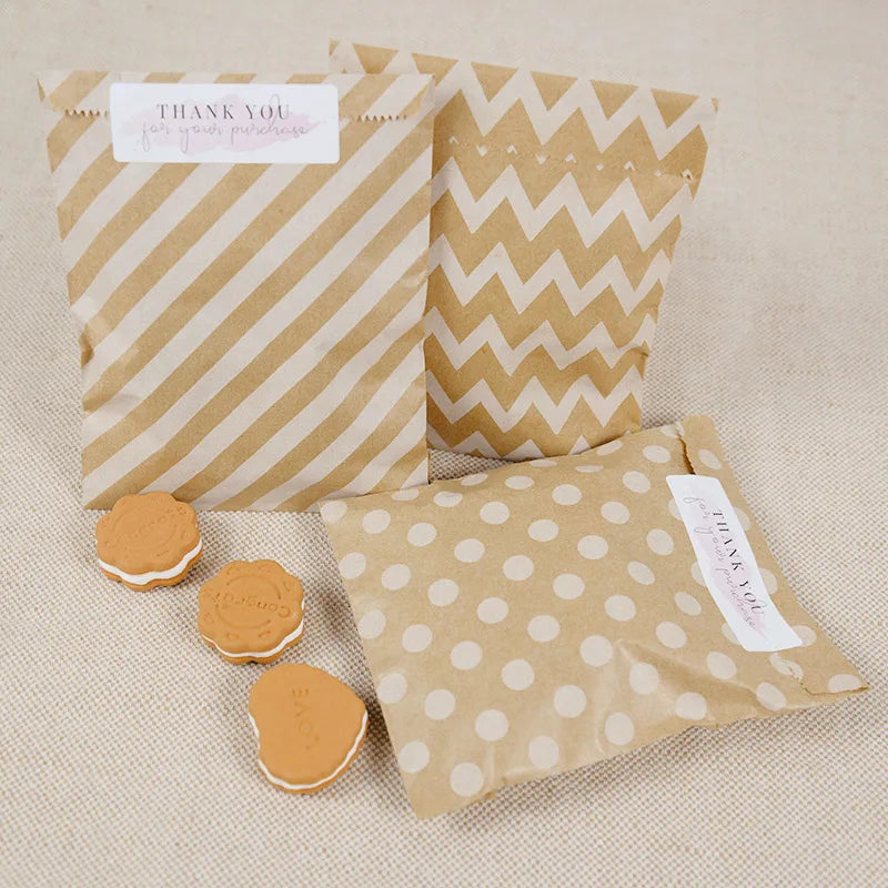 25/50pcs 13x18cm Thank You Kraft Paper Candy Bags Wedding Favors Biscuit Packaging Bag For Guest Birthday Party Decor Gift Pouch