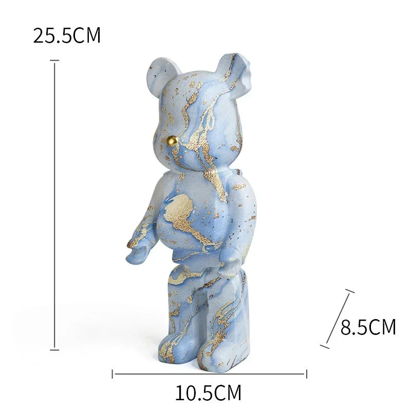 25cm Graffiti Bear Figurines Resin Violent Bear Statues Sculpture Figurine Decor Luxury Living Room Decoration Home Ornament