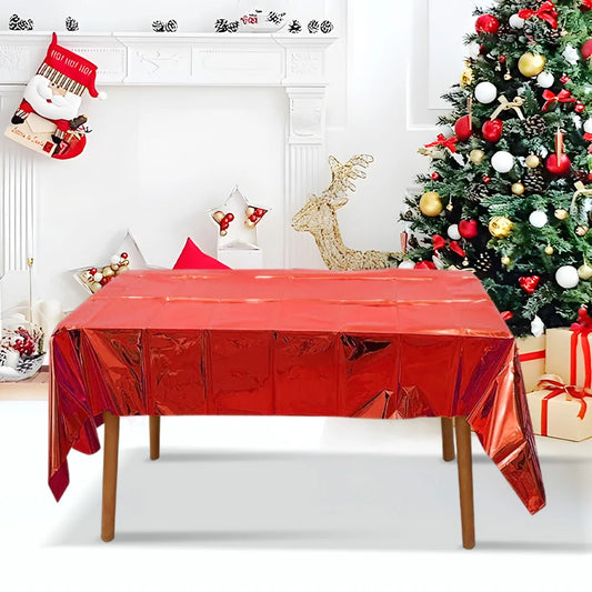 137*274CM Christmas Gold Aluminium Tablecloth Valentine's Day Halloween Graduation Thanksgiving